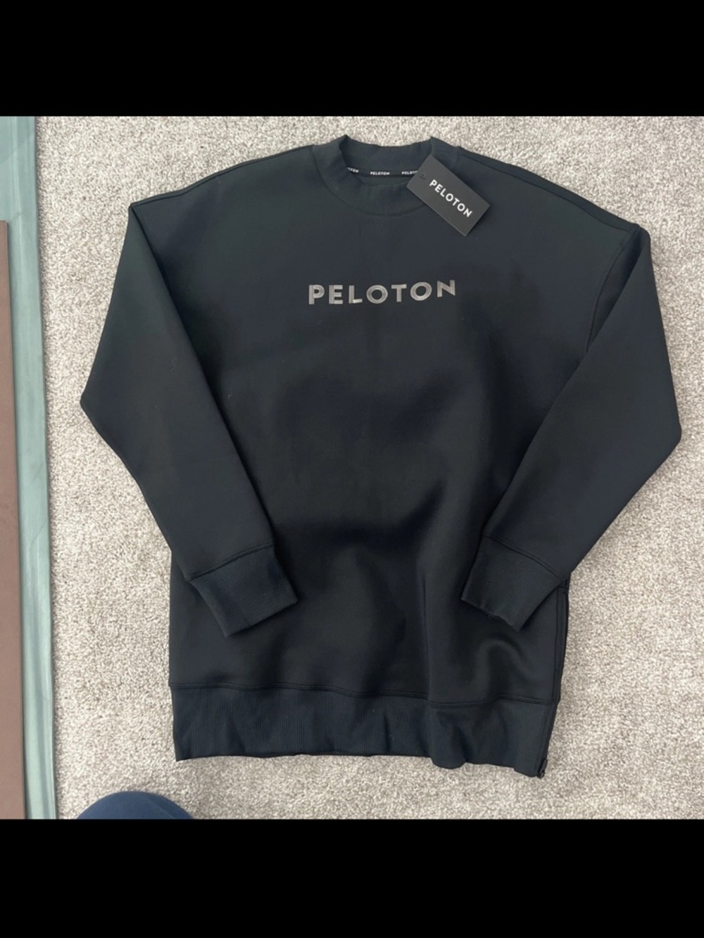 Peloton Black Women's Crewneck Sweatshirt with Chest Logo